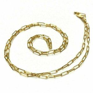 Solid 14K Yellow Gold 6x2mm Paper Clip Link Chain Necklace 16"